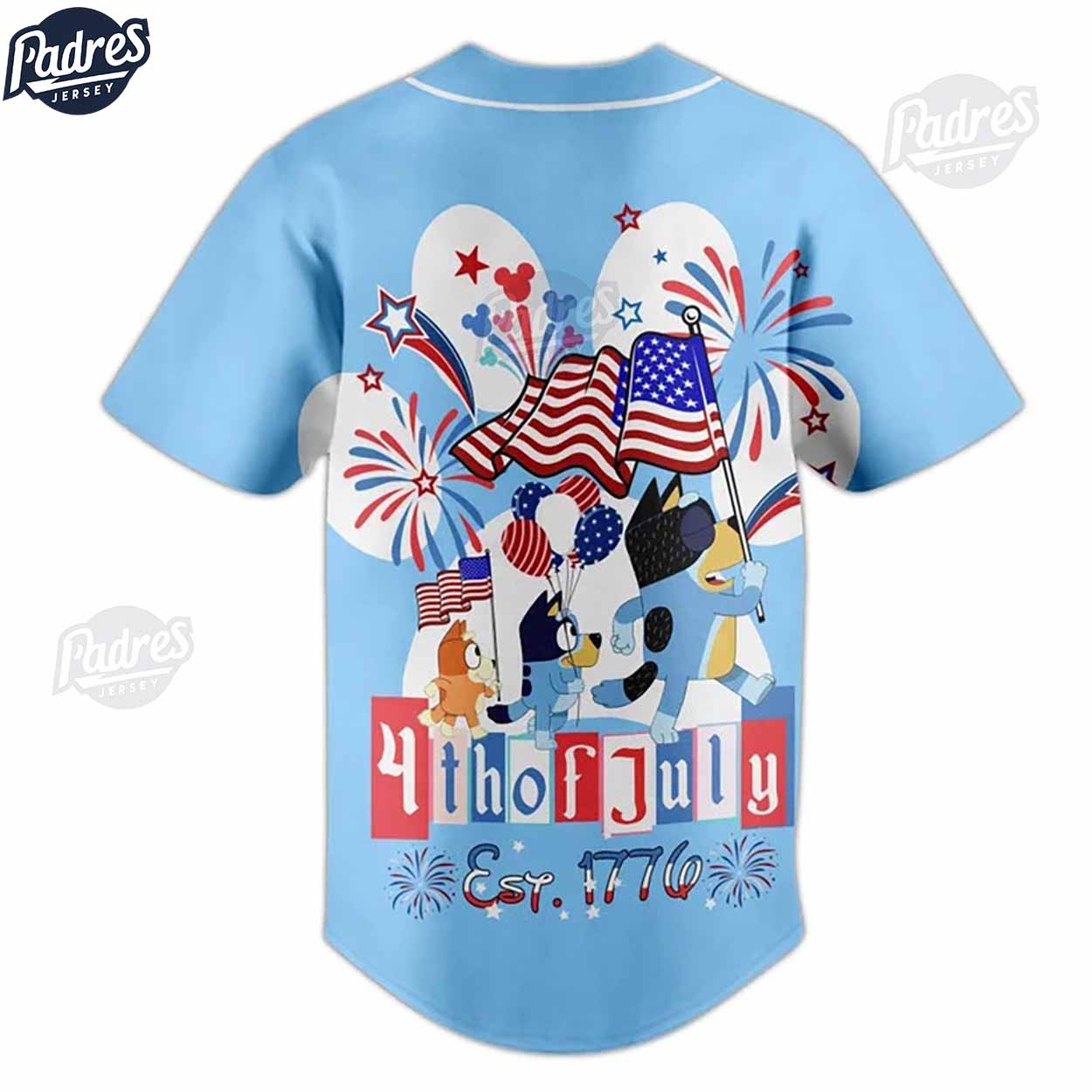 Bluey Red White 4th Of July Est 1776 Baseball Jersey - Padres Jersey Oasis: Elevate Your Baseball Style Game