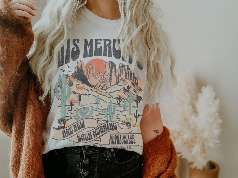 Boho Christian Shirts, Jesus Apparel Faith Based Shirt His Mercies Are New Best Price Hoodie, Sweatshirt | WearSparks.com