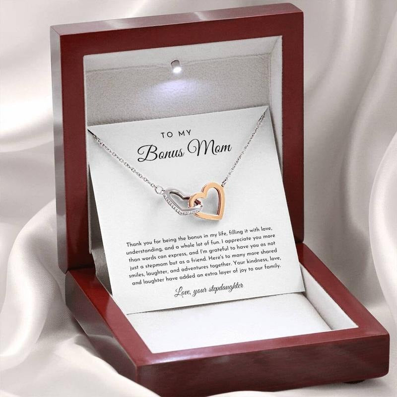Bonus Mom Gift Necklace, Bonus Mom Jewelry, Gift For Stepmom, Stepmom Gift, Step Mother Necklace, Necklace With Message...