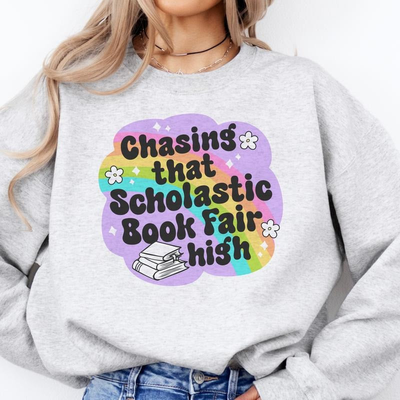 Book Fair Sweatshirt Scholastic Books Graphic Pullover Oversized Comfy librarians of TikTok Cozy Sweatshirt Sublimation...