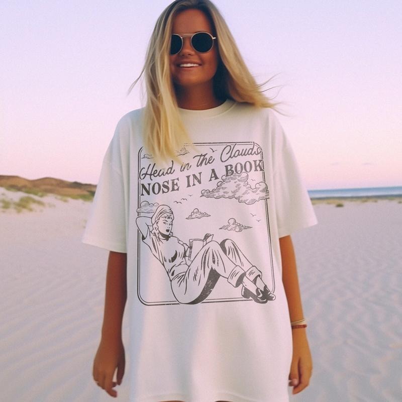 Book Lover T-Shirt | Bookish Shirt Gift For Her, Romance Reader, Book Worm, Romantasy Book Addict, Vintage Bookish Art Simple