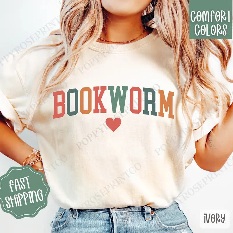 Bookworm Shirt Comfort Colors, Book Lover Women's Tee, Bookish Women's Tshirt