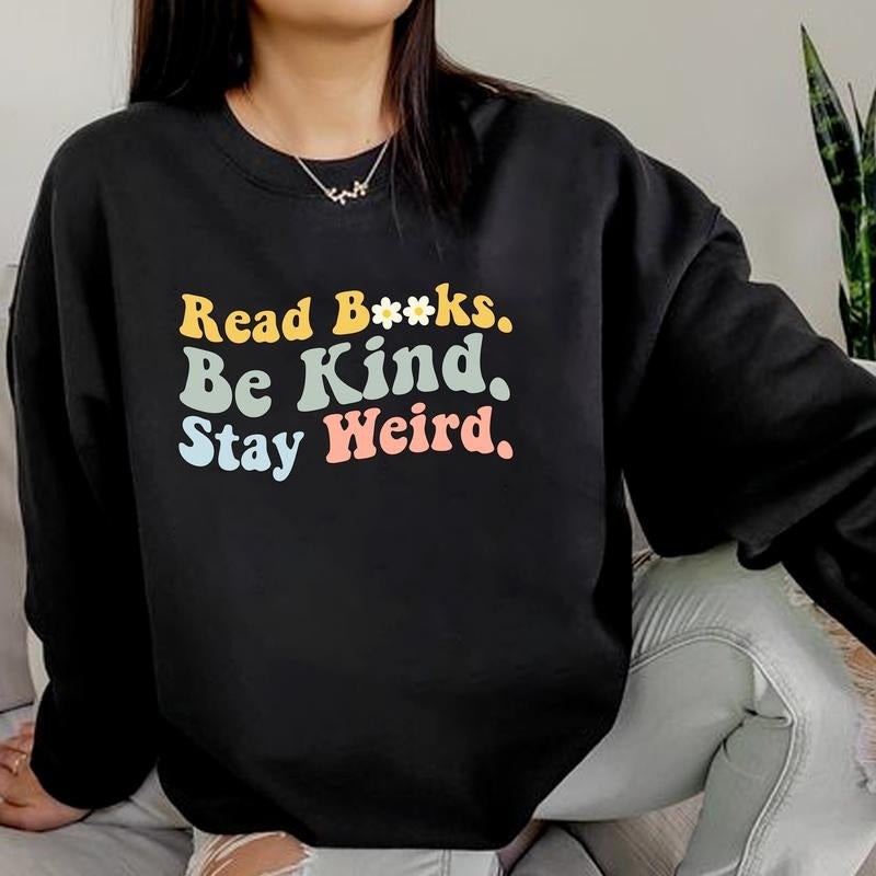 Bookworms Book Lovers T-shirt, Read Book Be Kind Stay Weird Shirt, Vintage Bookish Tee, Gift For Book Lovers, Librarian