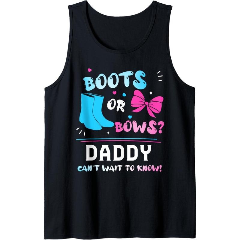 Boots or Bows DADDY Can't Wait To Know 2025 Gender Reveal Tank Top T-Shirts, Hoodie, Sweatshirt | WearSparks.com
