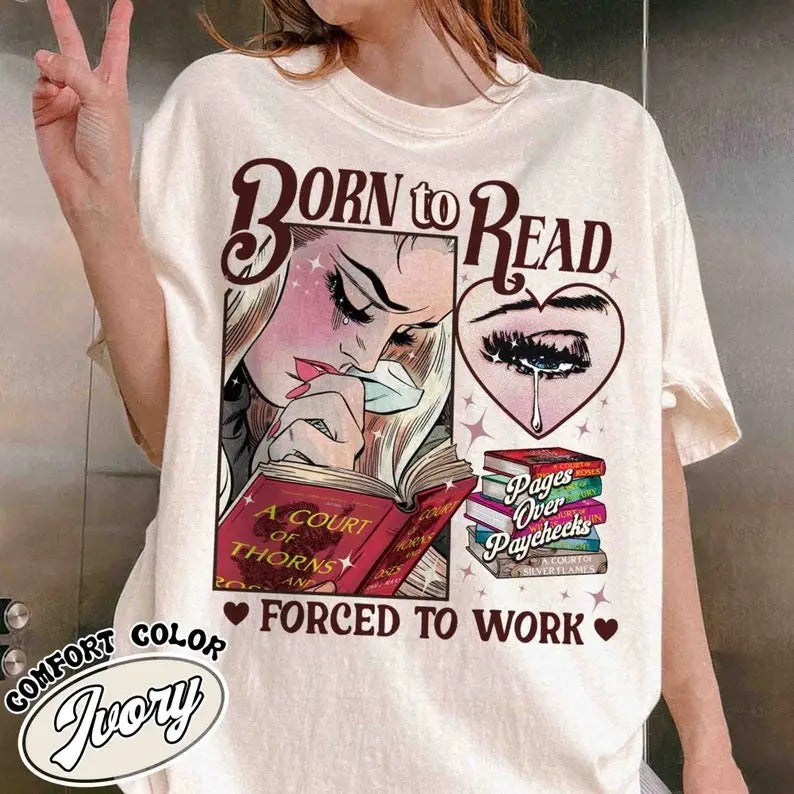 Born To Read Bookish Shirt, Funny Reader Book Addict,Bookish Gift For Her,Dark Romance,Smut Shirt Gift Booktok,Sjm Book Shirt