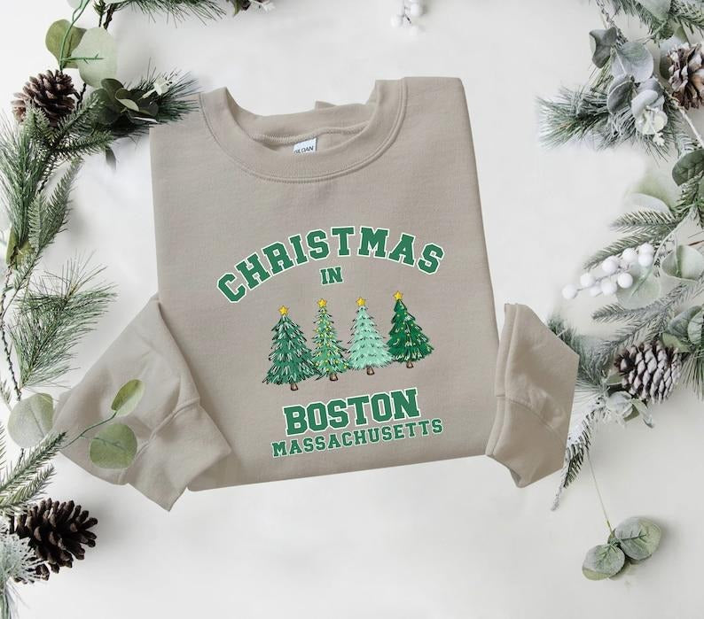 Boston Christmas Sweatshirt, Massachusetts Sweater, State Shirt, Personalized City Name Shirt, Christmas Trip Sweatshirt, Christmas T-shirt, sweater and Hoodie