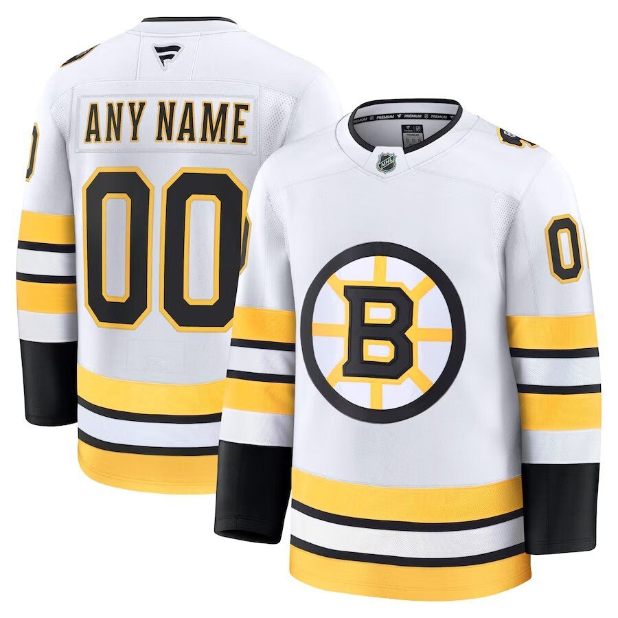 Boston Bruins Fanatics Away Premium Custom Jersey - White Style 1