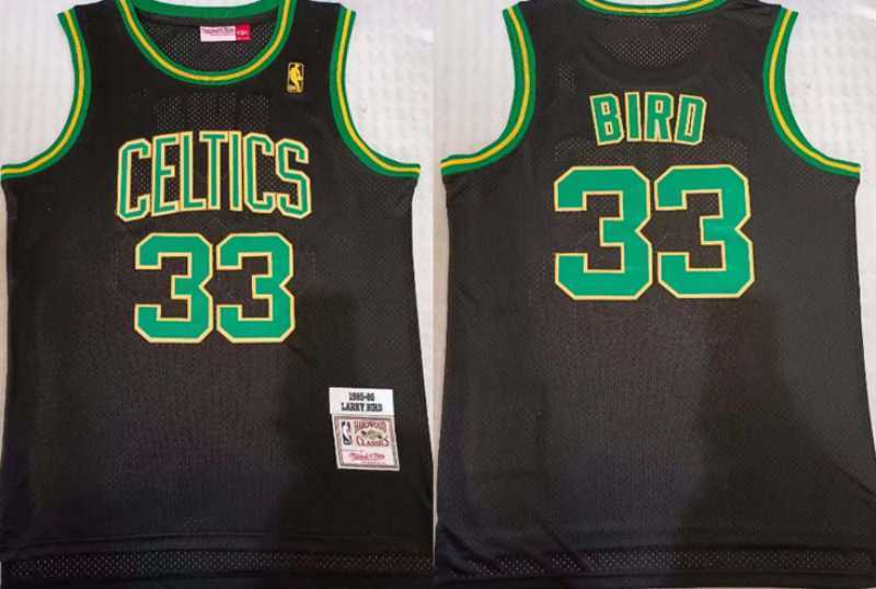 Boston Celtics #33 Larry Bird Celtics Larry Bird Black Classic Retro 1985-86 Limited Edition Jersey