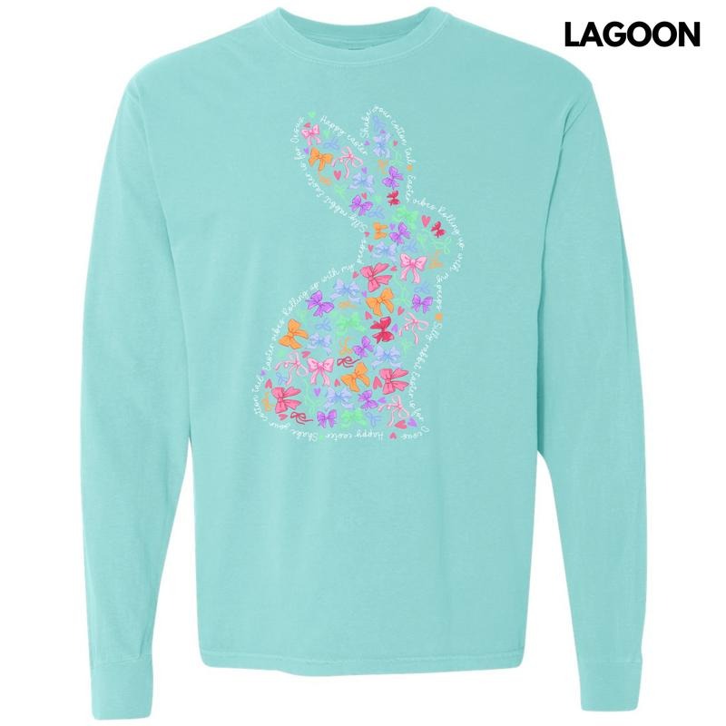 Bow Filled Bunny Long Sleeve Comfort Colors T-Shirt 'NLB'