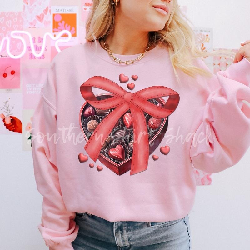 Box Of Chocolates Sweatshirt | Pink Valentines Day Sweatshirt