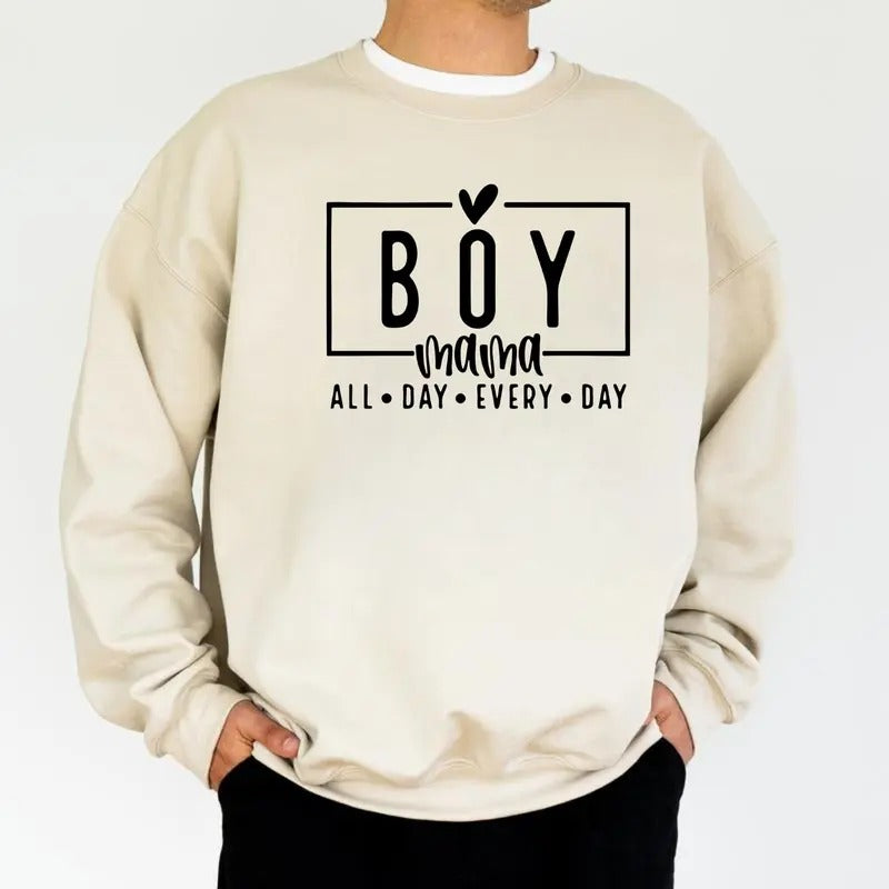 Boy Mama All Day Every Day Shirt, Funny Mom Shirt, Cute Parenting T-shirt, Mama Life, Family Humor Apparel, Gift for Moms, Trendy Casual Tee