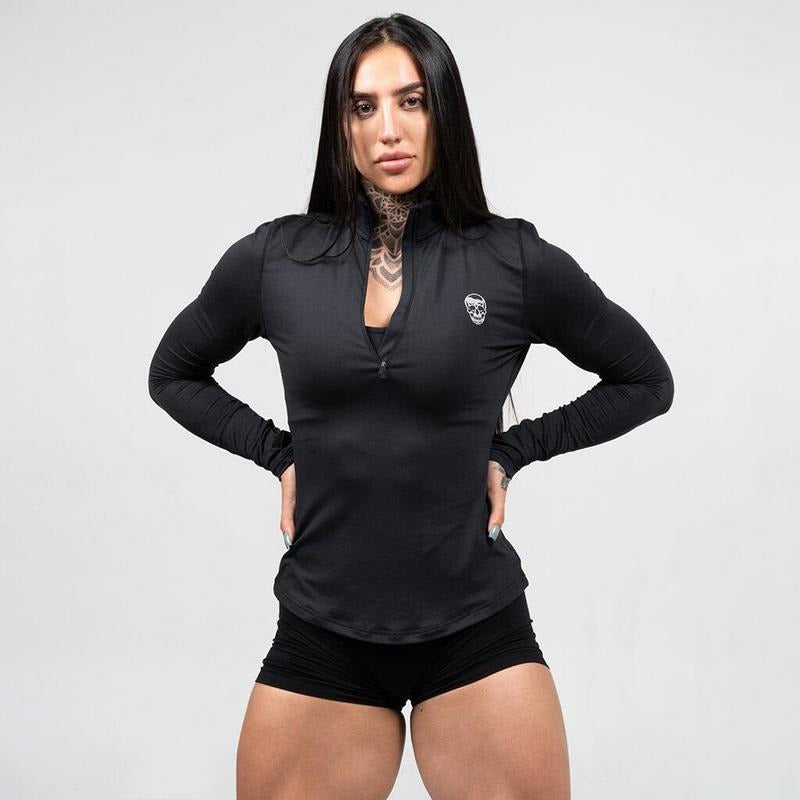 Breathable Women's Gymreapers Quarter Zip T-Shirt for Optimal Performance, Summer Season