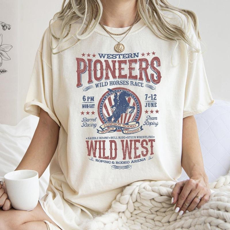Bronco Riding, Wild Horse Race, Cowboy, Cowgirl, Tshirt, Women's Crew Neck, Crewneck Hoodie, Sweatshirt | WearSparks.com