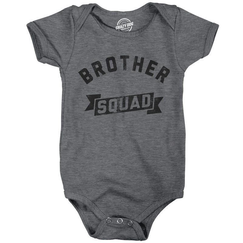 Brother Squad Baby Bodysuit Awesome Bro Sibling Joke Jumper For Infants Funny Baby Onesies Funny Brother Onesie Novelty Onesie Dark Grey