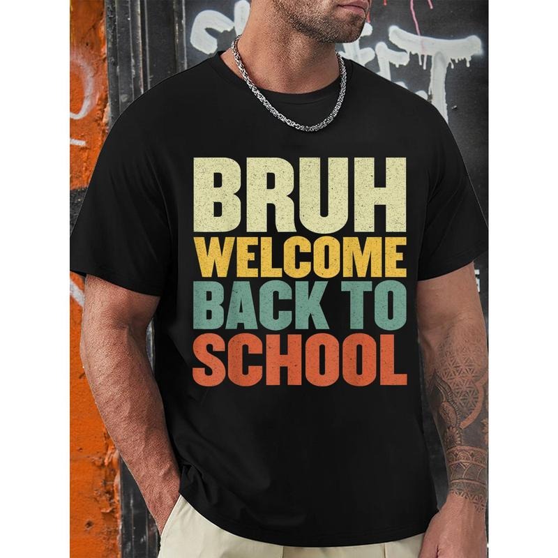 Brother, welcome back to school, funny teacher happy first day T-shirt, suitable for teachers and students, men fun graphic T-shirt, short sleeve novelty T-shirt, classic version, round neck, T-shirt Made in USA