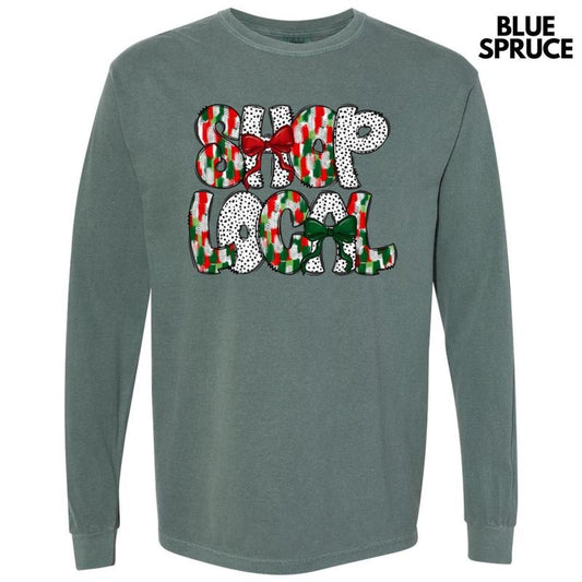 Brushstroke Shop Local Holiday Long Sleeve Comfort Colors T-Shirt