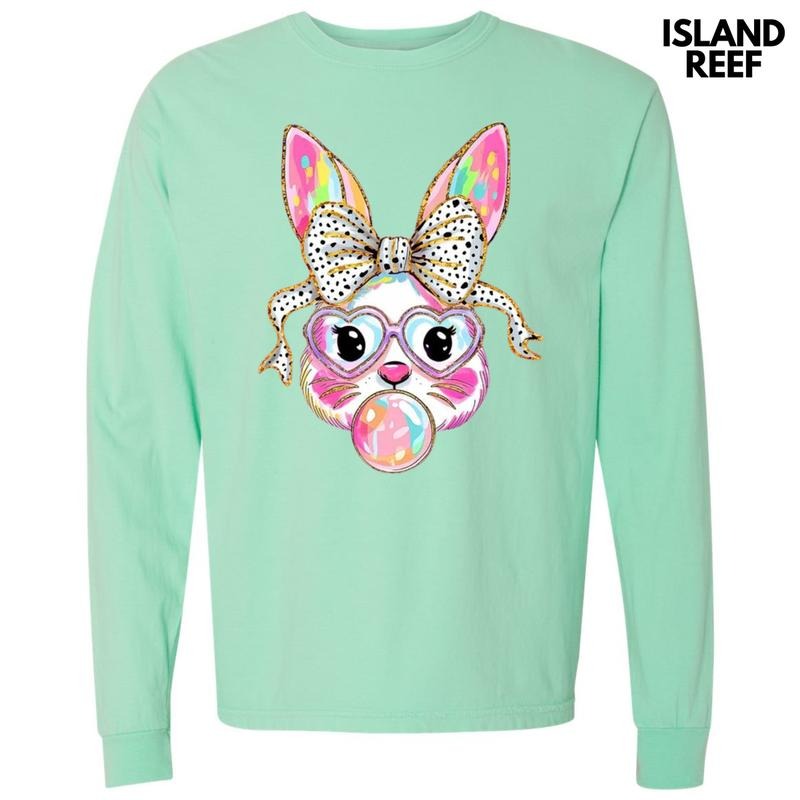 Bunny Coquette Brushstroke Long Sleeve Comfort Colors T-Shirt 'NLB'