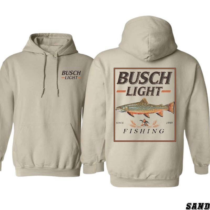 Busch Light Fishing Design - Outdoor Casual Hoodie - Classic and Sporty Style Menswear Sweaters
