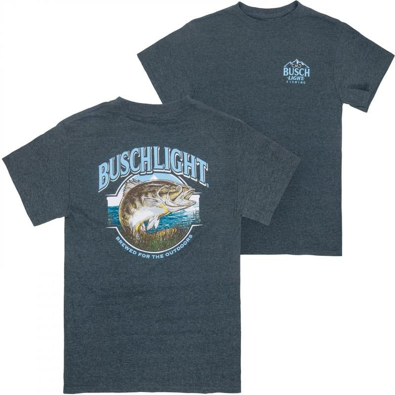 Busch Light Out Fishing Grey Colorway Front and Back Print T-Shirt