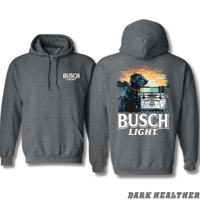 Busch Light Outdoor Adventure Hoodie - Perfect for Nature Lovers and Dog Enthusiasts Menswear Sweaters