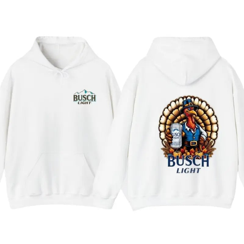 Busch Light Thanksgiving 2 sides Turkey Hoodie, T-Shirt Trendy High Fabric
