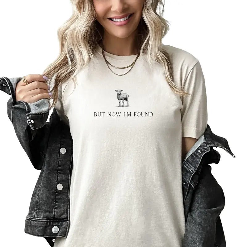But Now I'm Found Christian T-shirt, Christian Gift, Retro Jesus Tee, Gift for her, Gift for me, Sweetie Gift Collar...