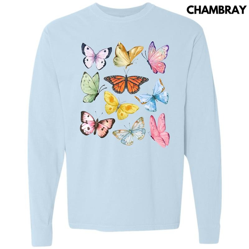 Butterfly In The Sky Long Sleeve Comfort Colors T-Shirt 'NLB' Hoodie, Sweatshirt | WearSparks.com