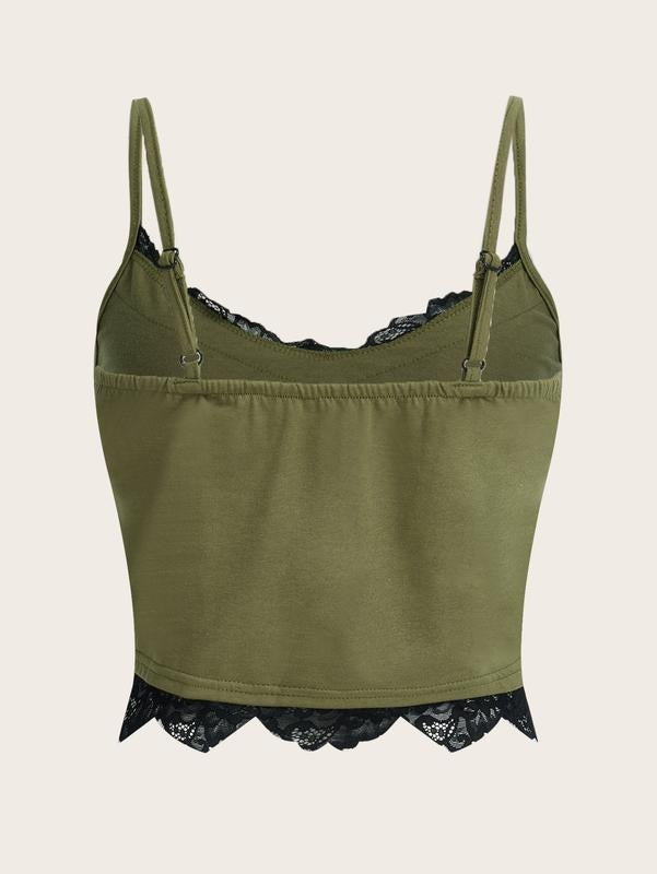 Butterfly Skull Print Contrast Black Lace Spaghetti Strap Sleeveless Cami Tank Crop TopsY2K
