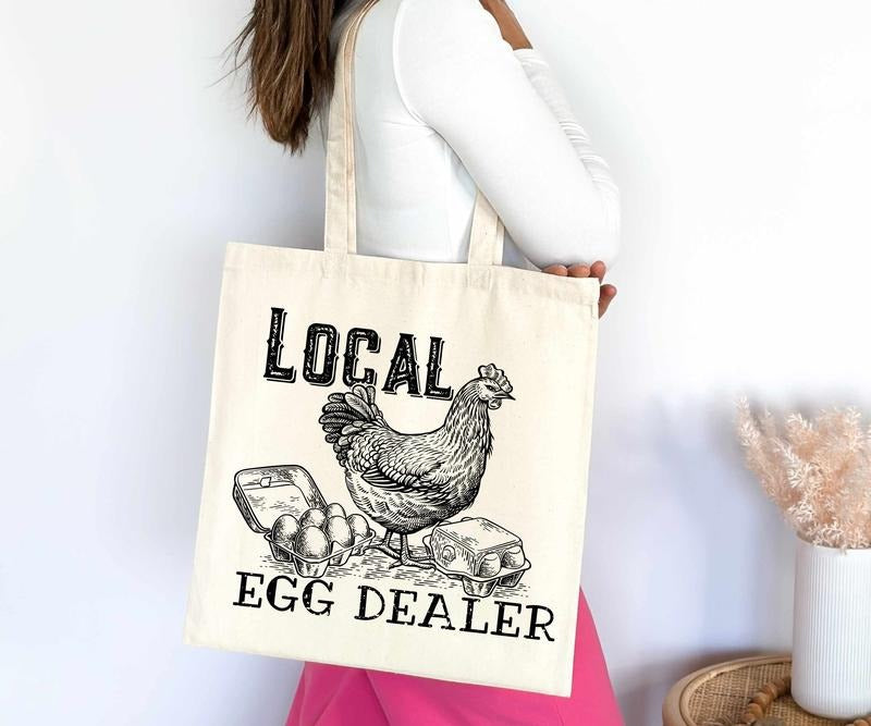 Buy Myself Chickens Tote Bag, Chicken Reusable Grocery Bag, Trendy Tote Bag with Chicken