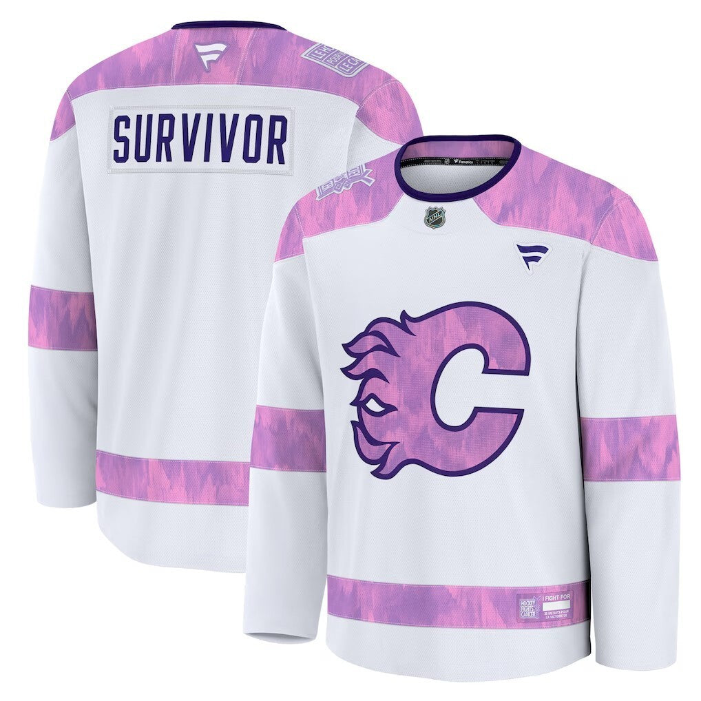 Calgary Flames Fanatics Hockey Fights Cancer Practice Jersey - White