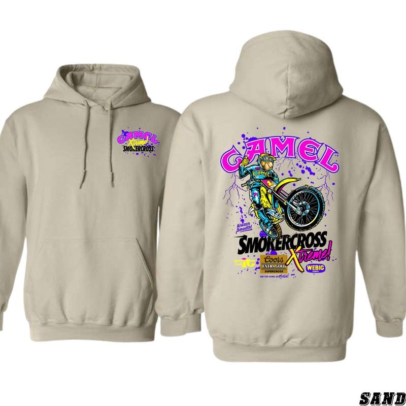 Camel Smokercross Xtreme Hoodie - Hoodies for Country Girls, Vintage Racing Design, Camel Racing Sweatshirt, Off-Road Biker Apparel Womenswear Sweaters