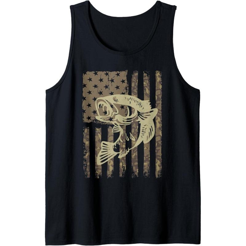 Camouflage USA Flag Big Mouth Bass Vintage Fishing Tank Top made in usa T-Shirts, Hoodie, Sweatshirt | WearSparks.com