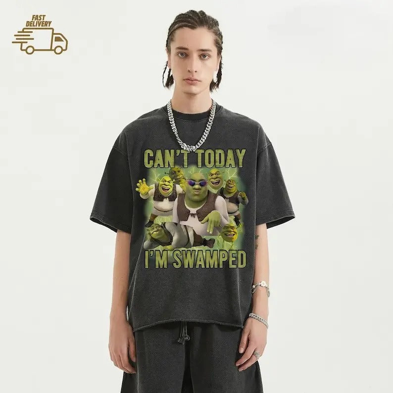 Can't Today I'm Swamped Tshirt, Shrekk Funny Trending Shirt, Fiona and Shreek Tshirt, Funny Trending Tee Top Streetwear Casual Shortsleeve Crewneck