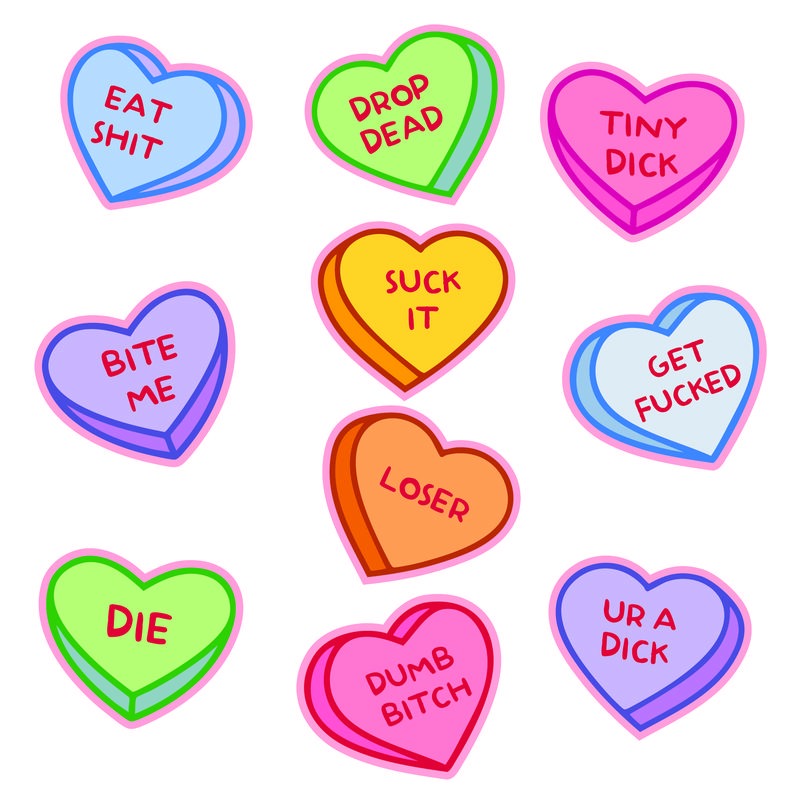 Candy Hearts Sticker Extra Large Stickers for Adults Funny Adhesives with Memes Love Funny Sarcastic Multi