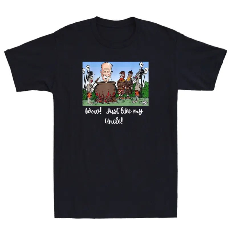 Cannibal Story About His Uncle Funny Cartoon Parody Humor Quote Men's T-Shirt