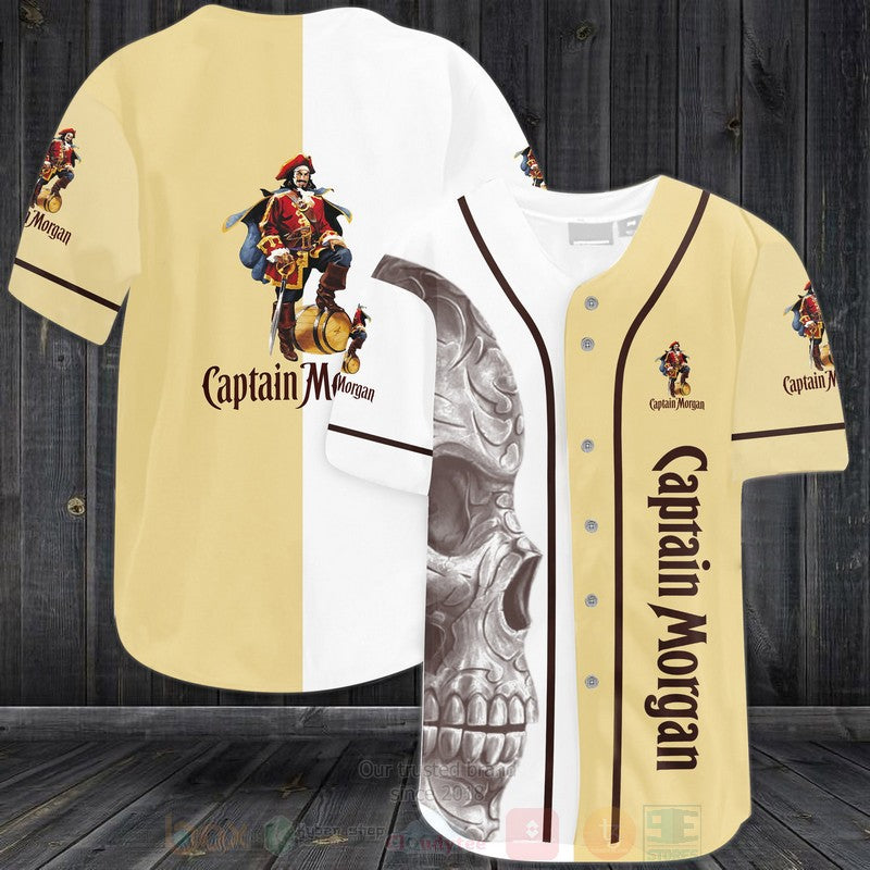FASHION Captain Morgan Skull Baseball Jerseys Botton Shirt
