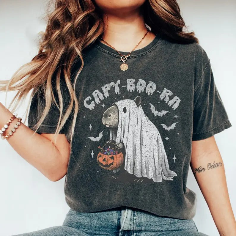 Capy-Boo Ra Halloween Vintage Shirt, Cute Fall Shirt, Womens Tee, Cute Capy Fall Shirt, Spooky Shirt, Gift For Halloween
