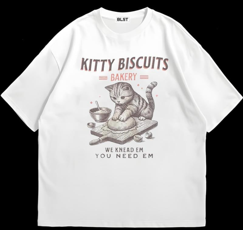 Cat Biscuit Maker T-Shirt Premium Comfort Vintage Graphic Trendy Graphic T-Shirt with Street Style Hoodie, Sweatshirt