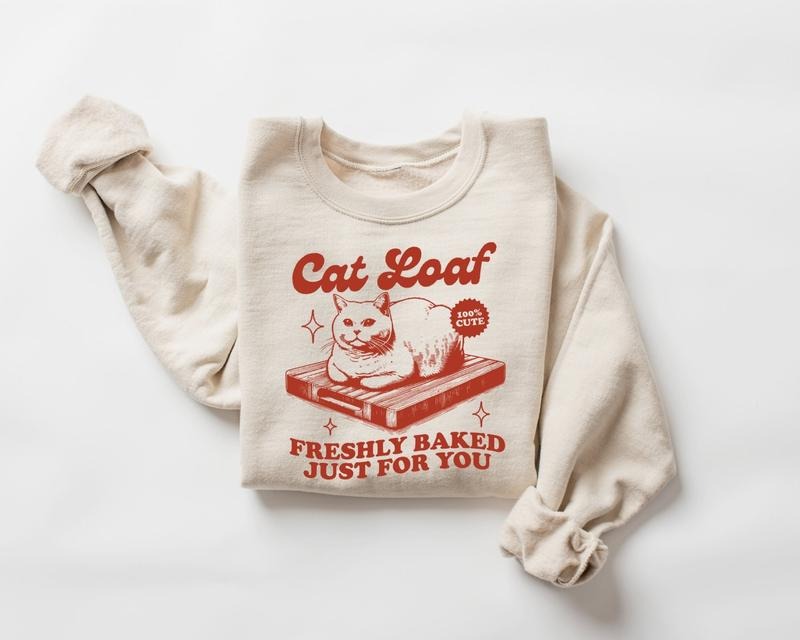 Cat Loaf Sweatshirt, Retro 90s Graphic Sweatshirt, Vintage Animal Gag Shirt, Funny Cat Apparel, Cat Clothes, Cat Lovers Gift, Cat Mom Shirt