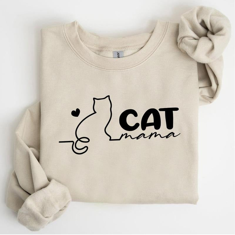 Cat Mama Sweatshirt, Cat Mom Sweater, Mother's Day Gift For Cat Mom, Lover Gift, Graphic Tees Hoodie | WearSparks.com