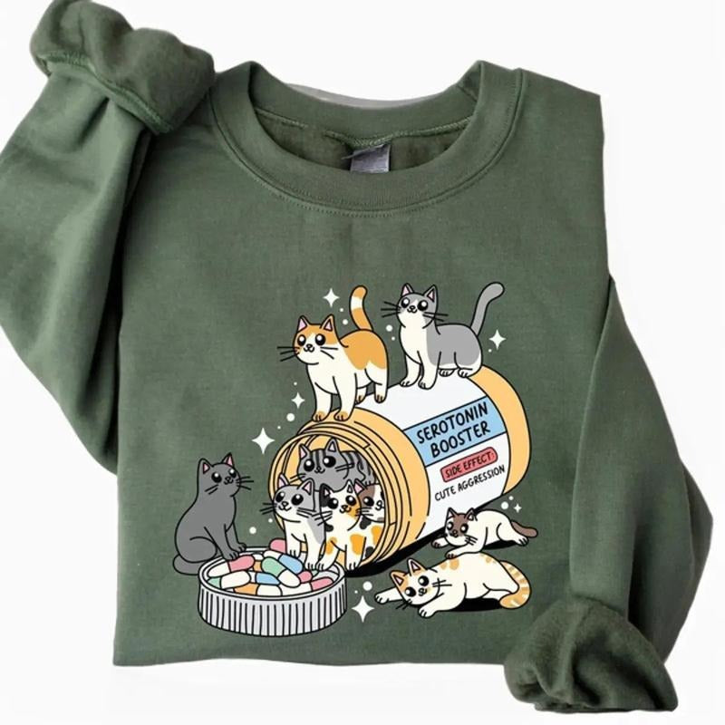 Cat Mom Crewneck Sweatshirt, Funny Cat Shirt, Cat Lover Gift, Therapist Shirt, Cat Owner Gift, Mental Health Matter Shirt