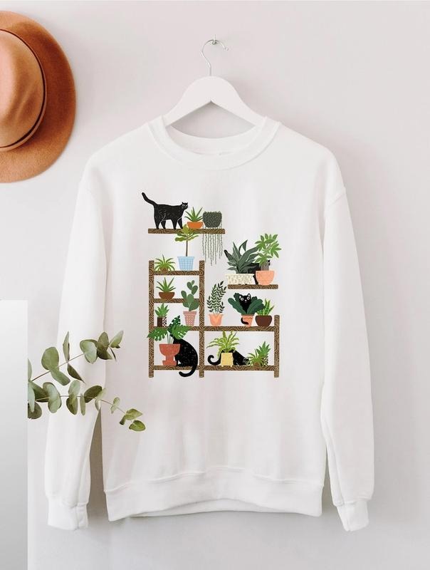 Cats and Plants Shirt, Plant Lady, Plant Lover, Gardener Shirt, Shirts For Cat Lover, Succulent Plants Shirt, Plant Lover Gift Shirt,Cat Tee