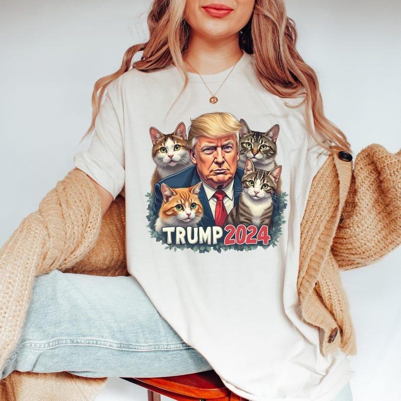 Cats for Trump, Republican Cat Lover Tee, Tr.ump 2024 Shirt, Conservative Gift, Funny Trum.p shirt, Patriotic Shirt, Cat...