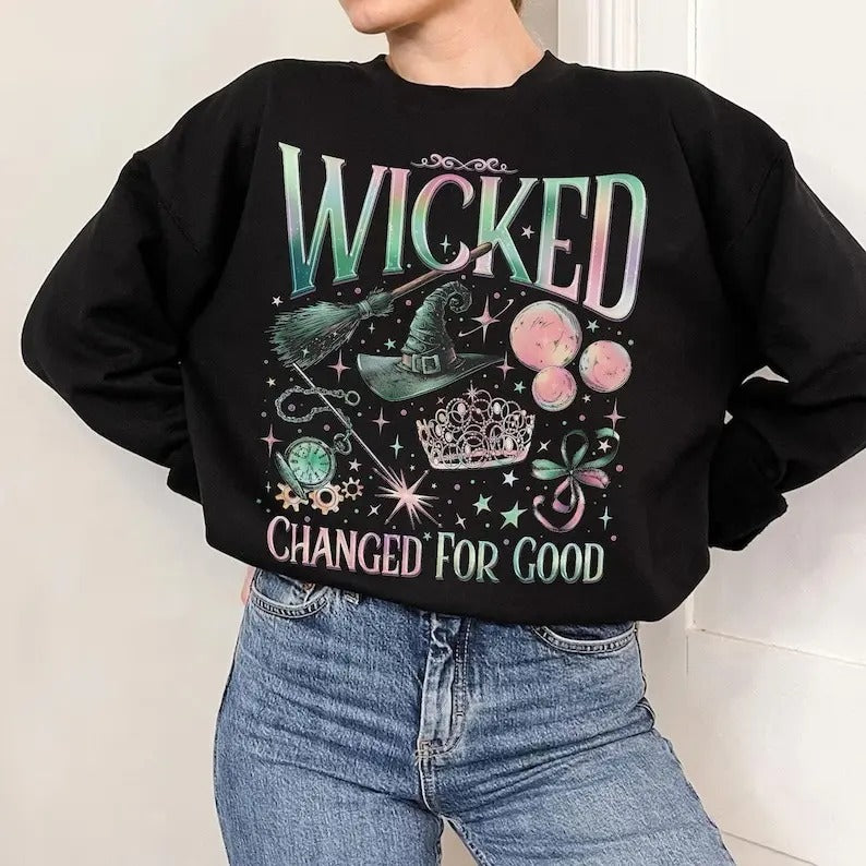 Changed For Good Wicked Sweatshirt, Defy Gravity Broomstick Magic Wand, Wicked Hoodie, Wizard Movie Fan Shirt, Wicked Movie Fan Xmas Gift