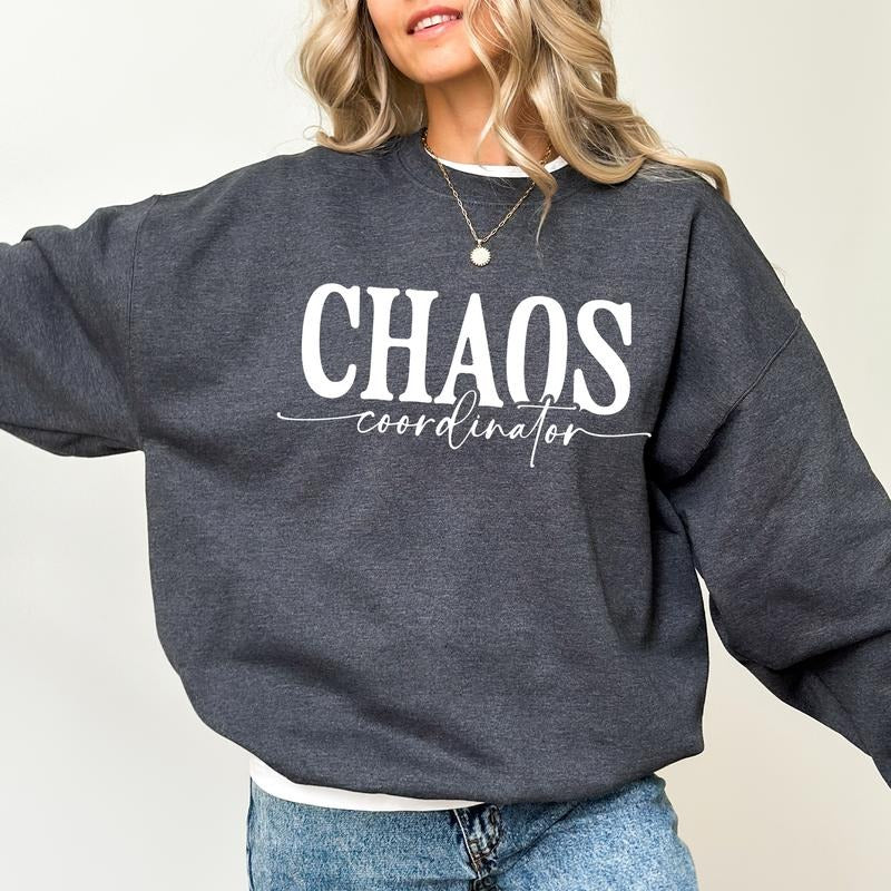 Chaos Coordinator Sweatshirt, Mom Life Crewneck, Teacher Life Sweater, Humorous Coworker Gifts, Funny Gift Ideas for Her, Mom Mode Pullover, Long Sleeve Women's Tops, Comfy Casual Womenswear