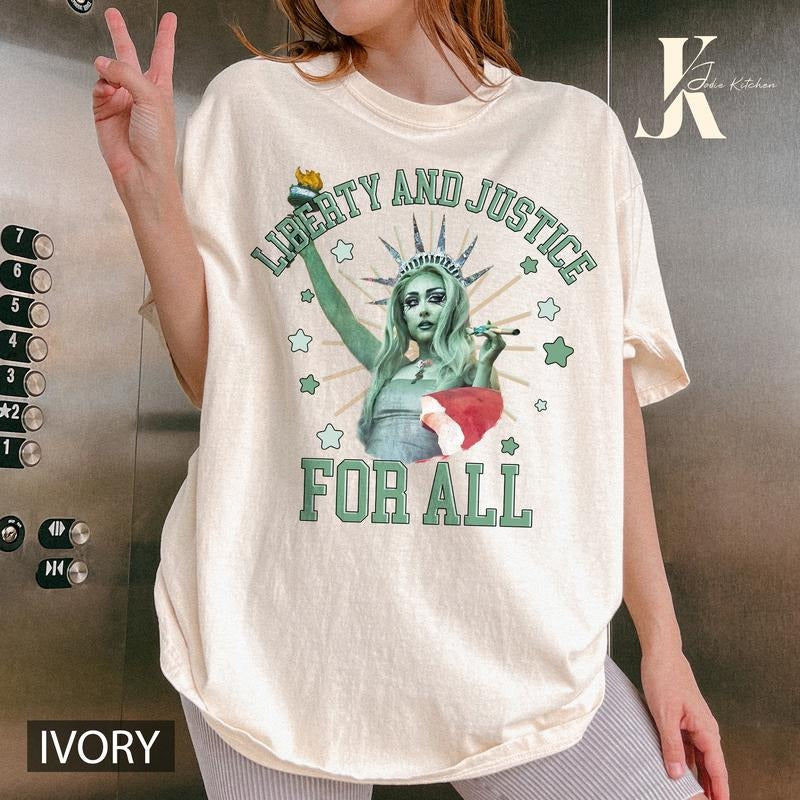 Chappell Justice For All T-Shirt,Chappell Roan Lady Liberty T Shirt ,Chappell Roan Shirt, Chappell Roan Merch, The Rise and Fall of a Midwest Princess Shirt