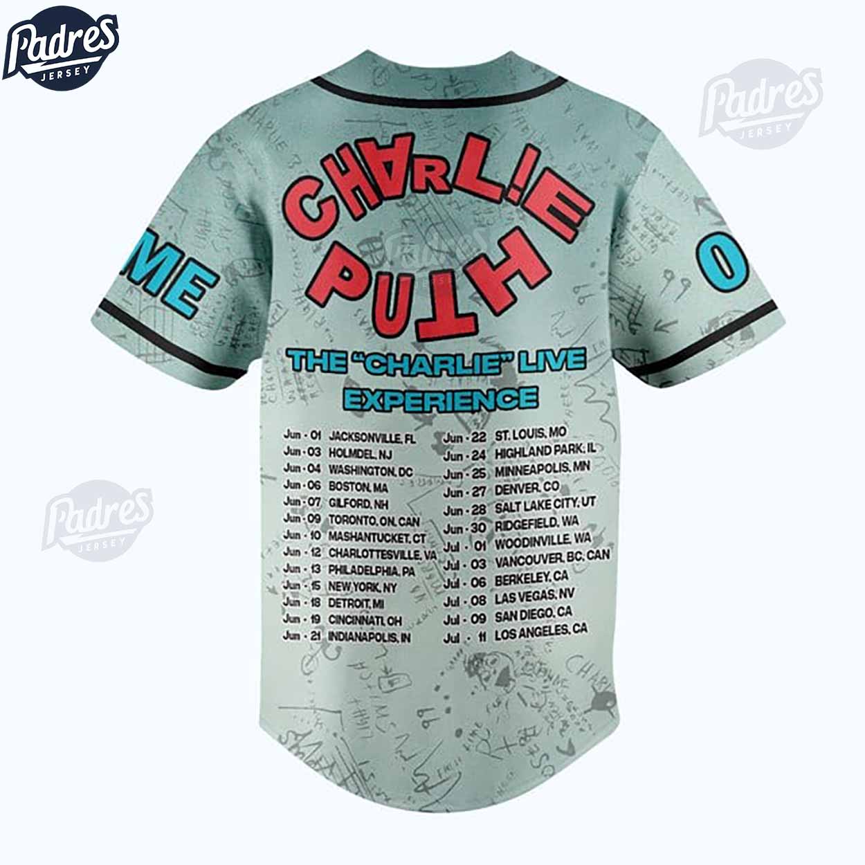 Charlie Puth The Charlie Live Experience Custom Baseball Jersey - Padres Jersey Oasis: Elevate Your Baseball Style Game