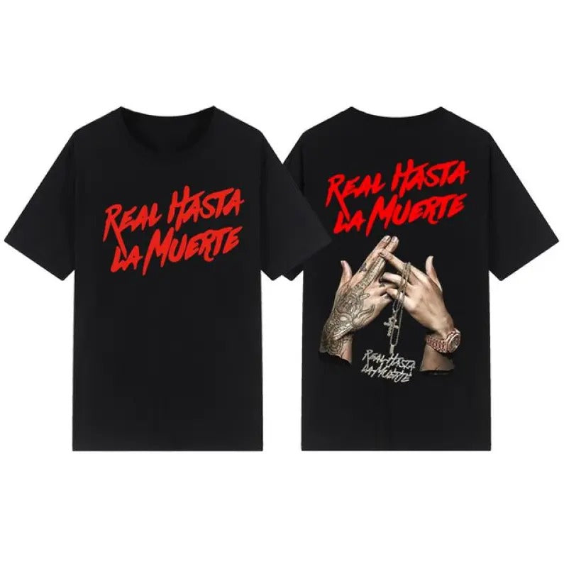 Cheap Anuelll AA Summer New Men, Women T Shirts Realll Hasta Laaa Muerte - Classic Cotton Fabric Menswear - Shirt Graphic Shirt