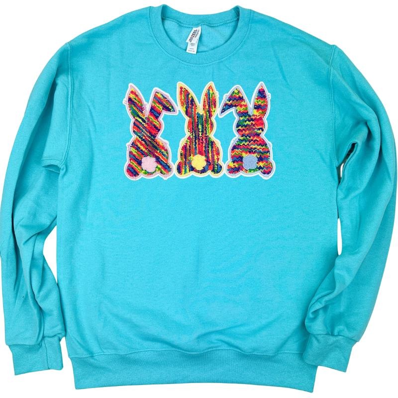 Chenille Bunnies Patch Sweatshirt -- SCUBA BLUE