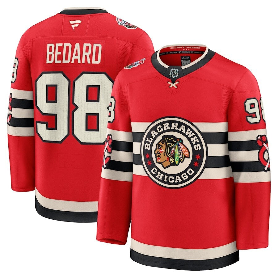 Chicago Blackhawks #98 Connor Bedard 2025 NHL Winter Classic Premium Player Jersey - Red